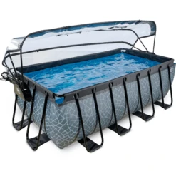 EXIT TOYS EXIT Frame Pool 4x2x1,22m (12v Sand Filter) - Grijs + Zonnedak -EXIT TOYS || Steiff || fehn Verkoopwinkel exit frame pool 4x2x1 22m 12v sand filter grijs zonnedak a305964 1