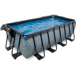 EXIT TOYS EXIT Frame Pool 4x2x1,22m (12v Sand Filter) - Grijs + Zonnedak -EXIT TOYS || Steiff || fehn Verkoopwinkel exit frame pool 4x2x1 22m 12v sand filter grijs zonnedak a305964 2