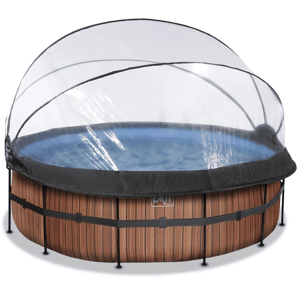 EXIT TOYS EXIT Frame Pool ø427x122cm (12v Sand Filter) - Houtlook + Zonnekap 3 EXIT TOYS EXIT Frame Pool ø427x122cm (12v Sand Filter) - Houtlook + Zonnekap