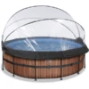 EXIT TOYS EXIT Frame Pool ø427x122cm (12v Sand Filter) - Houtoptiek + Zonnedak + Warmtepom