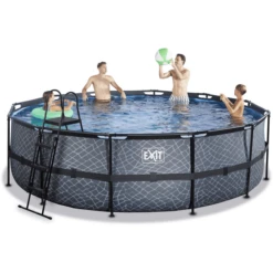 EXIT TOYS EXIT Frame Pool ø488x122cm (12v Filterpomp) - Grijs -EXIT TOYS || Steiff || fehn Verkoopwinkel exit frame pool o488x122cm 12v filterpomp grijs a305806 4