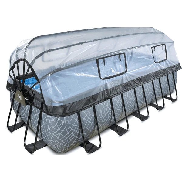 EXIT TOYS EXIT Stone Zwembad 540x250x122cm Met Afdekking En Sand Filterpomp, Grijs 4 EXIT TOYS EXIT Stone Zwembad 540x250x122cm Met Afdekking En Sand Filterpomp, Grijs - Image 2
