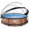 EXIT TOYS EXIT Wood Zwembad ø300x76cm Met Overkapping En Filterpomp - Bruin