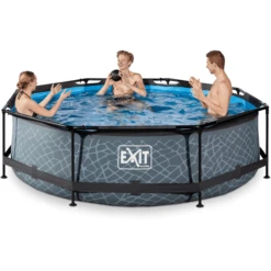 EXIT TOYS EXIT-zwembad Stone ø300x76cm Met Filterpomp - Grijs -EXIT TOYS || Steiff || fehn Verkoopwinkel exit zwembad stone o300x76cm met filterpomp grijs a295721 2