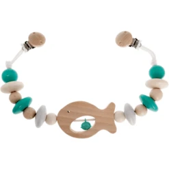 HESS Kinderwagenketting Vis Natuurlijk Turquoise