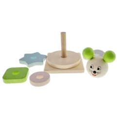 HESS Stapeltoren Kleine Muis, Nature Appelgroen -EXIT TOYS || Steiff || fehn Verkoopwinkel hess stapeltoren kleine muis nature appelgroen a334693 3