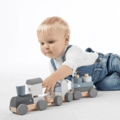 Label-Label - Stapeltrein - Blauw -EXIT TOYS || Steiff || fehn Verkoopwinkel label label stapeltrein blauw a393308 2