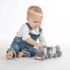 Label-Label - Stapeltrein - Blauw -EXIT TOYS || Steiff || fehn Verkoopwinkel label label stapeltrein blauw a393308 4