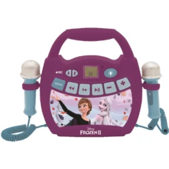 LEXIBOOK Disney The Ice Queen - Mijn Eerste Digital Er Karaoke Player Met Twee Microfoons, LED Lichteffecten, Bluetooth En Oplaadbare Batterij