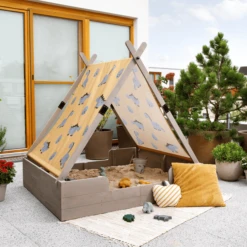 MUDDY BUDDY Zandbak Met Tent "Dino Lover" Warm Grijs -EXIT TOYS || Steiff || fehn Verkoopwinkel muddy buddy zandbak met tent dino lover warm grijs a412731 4