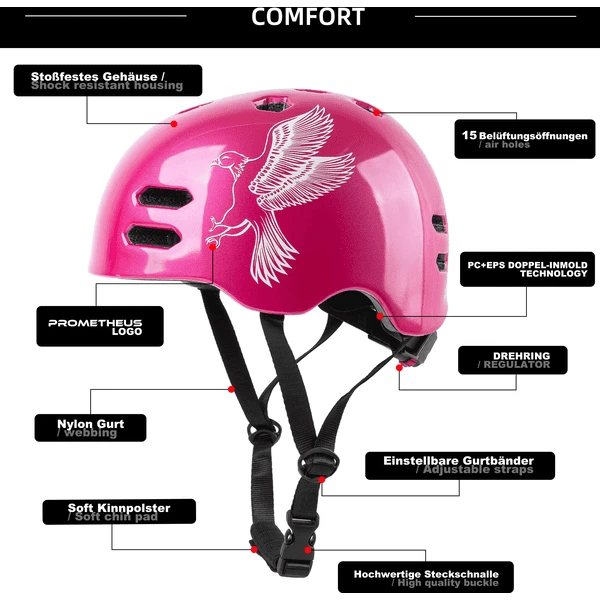 PROMETHEUS BICYCLES Fietshelm Maat S 53-55 Cm, Roze/wit, Roze/wit 4 PROMETHEUS BICYCLES Fietshelm Maat S 53-55 Cm, Roze/wit, Roze/wit - Image 2