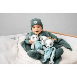 Steiff Paco Panda, Grijs/wit/ Petrol -EXIT TOYS || Steiff || fehn Verkoopwinkel steiff paco panda grijs wit petrol a314230 2