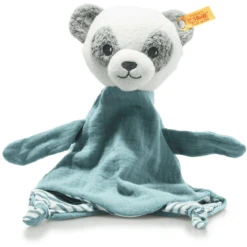 Steiff Paco Panda Knuffeldoekje, Grijs/wit/ Petrol -EXIT TOYS || Steiff || fehn Verkoopwinkel steiff paco panda knuffeldoekje grijs wit petrol a314228 4