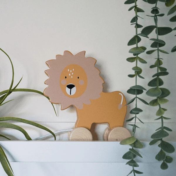 Tryco Houten Trekspeelgoed - Leeuw 6 Tryco Houten Trekspeelgoed - Leeuw - Afbeelding 4